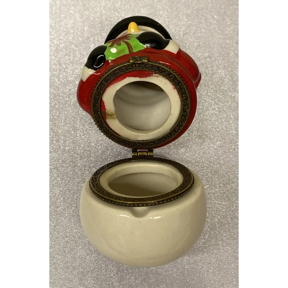 Christmas Porcelain Snowman Hinged Jewelry Trinket Box 4